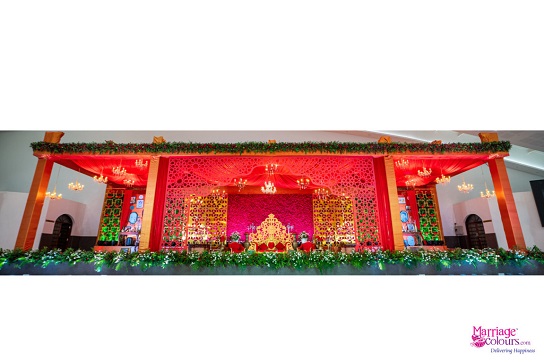 Red theme, Royal decor, 3D backdrop, Reception stage decor